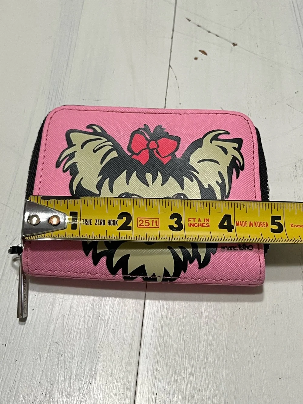 Marc Tetro Yorkie Terrier Small Mini Zip Around Wallet Card Holder Faux Leather